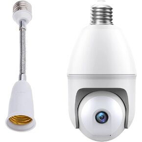 Light Bulb Security Camera - 5g 2K Lightbulb Security Camera Wireless Outdoor - 18CM Light Bulb Extender Socket