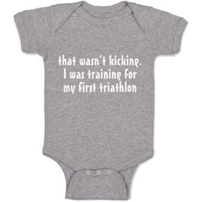 Cute Rascals Baby Bodysuit Wasn'T T Kicking Training for Triathlon Funny Humor Boy & Girl Baby Clothes Funny Cotton Oxford Gray Design Only Newborn