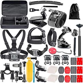 Navitech 50-in-1 Action Camera Accessories Combo Kit with EVA Case - Compatible with WOLFANG GA120 4K 20MP Action Camera