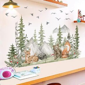 Jungle Animals Wall Decals - Peel & Stick Lion Leopard Climbing Tree Cartoon Wall Stickers for Nursery Kids Bedroom Playroom Classroom Decor