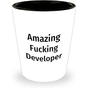 Funny Developer Gifts, Amazing F-king Developer Shot Glass, Christmas Unique Gifts for Men, Gifts from Coworkers
