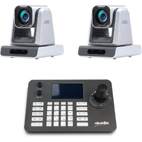 PTZ Camera Controller PoE with 5 inch LCD Screen + Zowietek 4K PTZ Camera, 18X Optical Zoom, HDMI and SDI Output ( 2 PCS )