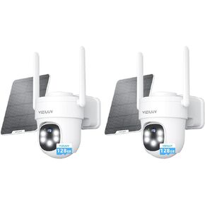 AOV Security Camera, 2K Continuous Recording Security Cameras Wireless Outdoor with 128GB SD Card 2Pack