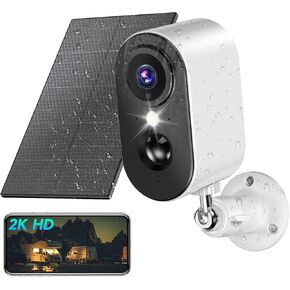 Liwan Solar Security Cameras Wireless Outdoor ، شملت بطاقة ذاكرة 64 جرام ، وكاميرات شمسية للأمن المنزلي ، 2.4G Wi-Fi فقط ، كاميرا رؤية ليلية ملونة 2K بطارية ، اكتشاف Pir Motion