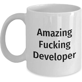Developer Gifts: Funny Amazing F-king Developer Quote White Coffee Mug for Christmas - 11oz or 15oz Capacity, Ceramic, Microwave, Dishwasher Safe Gifts from Santa for Developer