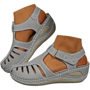 Sandals for Womens Dressy Closed Toe Outdoor Walking Shoes Hollow Out Breathable Wedge Sandals with Arch Support
