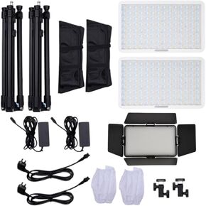 amaran Pano 60c 60W Output RGBWW Full Color Panel 2-Light Kit (White) Bundle with Barn Doors (2 Items)