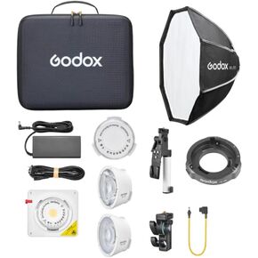 Godox ML100Bi Bi-Color LED Video Light Kit 2 with 100W Maximum Power Bundle with Light Modifier and Bowens Mount Adapter (3 Items)
