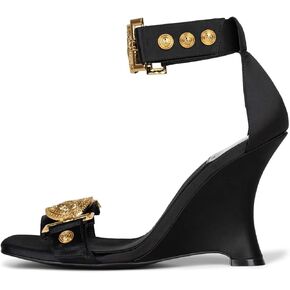Jeffrey Campbell LEONITE WOMEN SANDAL Black Satin Gold 7.5