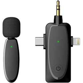 3 in 1 Wireless Lavalier Microphone with Audio Monitor Function 120m Range Mic for Computer Camera