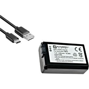 Synergy Digital Accessory Kit, Compatible with Sony ZV-E10 Digital Camera Includes: EM-USB-TYPEC-3B USB Cable, SDNPFW50 Battery