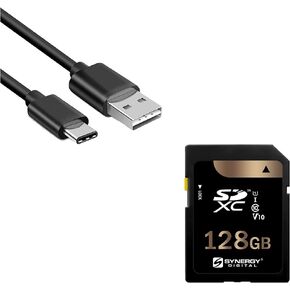 Synergy Digital Accessory Kit, Compatible with Sony a7R V Mirrorless Digital Camera Includes: EM-USB-TYPEC-3B USB Cable, SY-SD128GB Memory Card