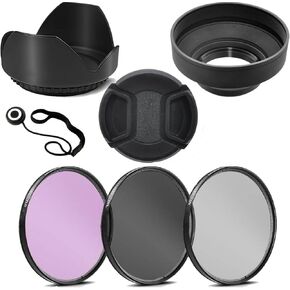 OPTURA HD 3 Piece Filter Kit (UV-CPL-FLD) + Tulip Lens Hood + Soft Rubber Hood + Lens Cap + for Select Canon, Nikon, Sony, Olympus, Panasonic, Fuji, Sigma SLR Lenses, Cameras and Camcorders (67MM)