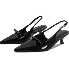 Slingback Kitten Heels for Women Bow Pointed Close Toe Kitten Heels Pumps Dress Party Heeled Sandals with Buckle Strap