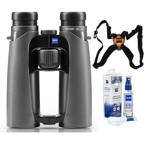 Zeiss 8x42 Victory SF Binoculars (Black) with Harness and Cleaning Kit Bundle (3 Items)