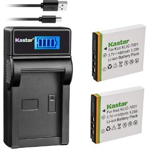 Kastar Battery 2 Pack and LCD USB Charger for Polaroid T10035 T1031 T-1031 T1035 T-1035 T1232 T1234 T-1234 T1235 T-1235, PRAKTICA DMMC3D DMMC-3D LM 10-TS LM 12-TS, RICOH HD-TD910 T1200 T-1200 ZUP-120