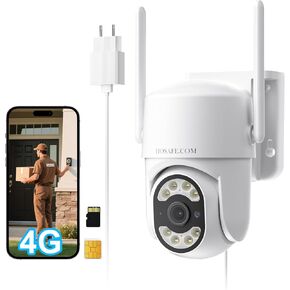 No WiFi Security Camera, 4G LTE Cellular Security Camera, Plug-in Cameras for Home Security, Auto Tracking, Smart Detection, Color Night Vision, 24/7 Recording (Data Plan Need to Subcribe)
