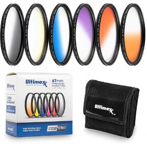 58MM Ultimaxx Six Piece Gradual Color Filter Kit(Orange, Yellow, Blue, Purple, Red, Grey) for Canon EOS 9000D 800D 760D 750D 700D 1300D 1200D DSLR Cameras