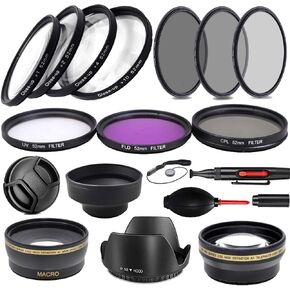 حزمة ملحق مرشح عدسة Nikon Lens 52mm (UV ، CPL ، FLD ، ND2 ، ND4 ، ND8 و 2x2 عدسة تليفوتوترو + عدسة ماكرو) لكاميرا Nikon D3300 D3200 D3100 D3000 D5300 D5200 D5100 D7100 D7000 DSLR