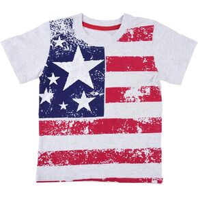 طفل الأطفال الصغار 4 يوليو تي شيرت العلم الأمريكي Tees Toddler Kids Independence Day Short Sleeve Tops for Age 2-10 Years