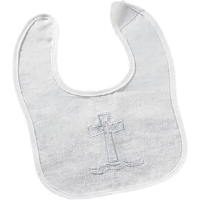 Cross Embroidered Baptismal Bib 50% Linen/50% Cotton 8" x 10" H Pack of 12