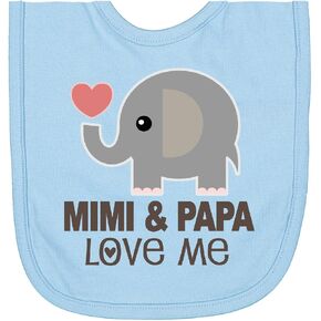 inktastic Mimi and Papa Love Me Elephant Newborn Bib