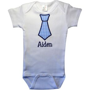 Funny Girl Designs Baby Boy Tie Bodysuit Embroidered with Your Name of Choice 100% Cotton