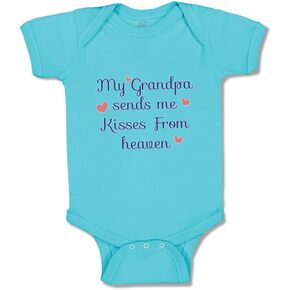 Cute Rascals Baby Bodysuit My Grandpa Send Me Kisses from Heaven Grandpa Grandfather Boy & Girl Baby Clothes Funny Cotton Aqua Blue Design Only 6 Months