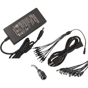 EVERTECH Multipurpose DC 12V 5A 5000mA Power Supply Adapter with 8 Way Power Splitter Cable DC Plug 5.5 x 2.1mm Power Adapter for CCTV Camera DVR NVR LED Light Strips