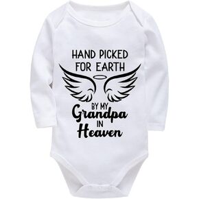 Handpicked for Earth By My Grandpa in Heaven Newborn Outfits Long Sleeve Baby Clothes Infant Romper