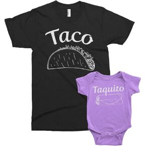 Threadrock Taco & Taquito Infant Bodysuit & Men's T-Shirt Matching Set (Baby: