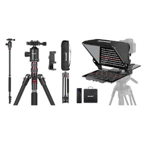 NEEWER 77 inch Camera Tripod Monopod for DSLR, Phone with 360° Panoramic Ball Head, 2 Axis Center Column, X12II Teleprompter with Arca Type Camera Mount Included