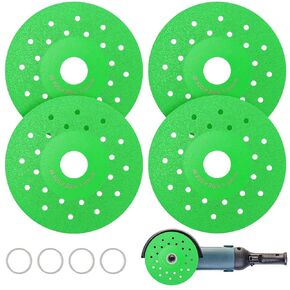 4Pcs Diamond Chamfered Saw Blades 4inch, 1mm Thin Grinding Cutting Disc for Angle Grinder, Rock Slab & Tile Cutting, Marble Edge Trimming, Glass Cutting Disc Set