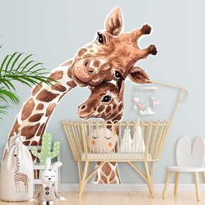 Large Giraffe Wall Murals Peel and Stick 96.4x98.4in Cute Giraffe Wall Decal Removable Large Animals Murals for Living Room Bedroom Bathroom Kids Room Playroom Removable