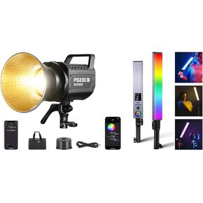NEEWER FS230B LED Video Light 2.4G/APP Control with 2.4G/APP Control, 230W Bi Color COB Silent Photography Continuous Output Lighting 110000lux/m, 2700K-6500K, CRI 97+, BH-30S RGB Light Wand Included