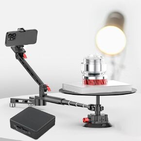 360° Spinning Camera Rig,Professional Photography Turntable,Rotating Camera Slider, with 43.3in Extension Poles,Panoramic Shooting