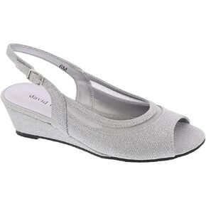 David Tate Womens Edith Glitter Peep-Toe Slingback Heels