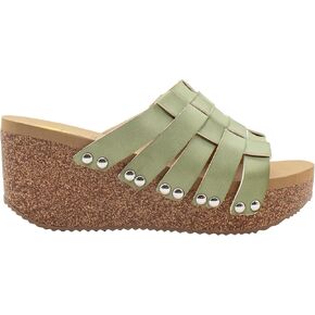 VOLATILE Womens Enoki Studded Slide Casual Sandals Casual Mid Heel 2-3" - Green