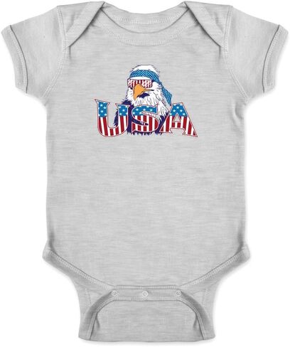Pop Threads USA Epic Patriot Bald Eagle 4th of July Patriotic Infant Baby Boy Girl Bodysuit in Kuwait