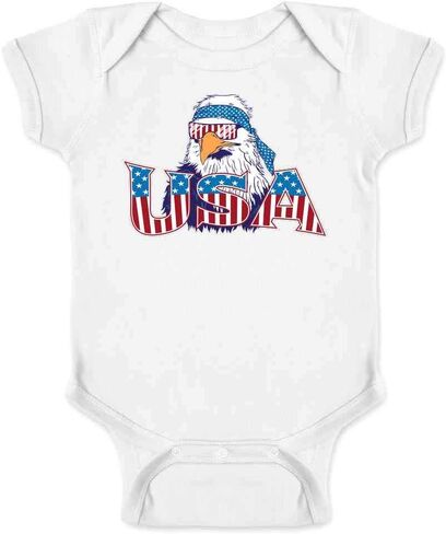 Pop Threads USA Epic Patriot Bald Eagle 4th of July Patriotic Infant Baby Boy Girl Bodysuit in Kuwait