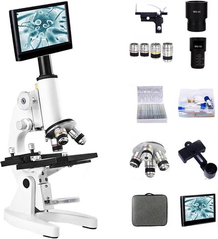 Professional Microscope, Optical Biology 10000 Times, Electronic High-Definition Household Use, Dual Coaxial Adjustable Gears, Four Multiples Available, Student Gift(Size:A) in Saudi Arabia