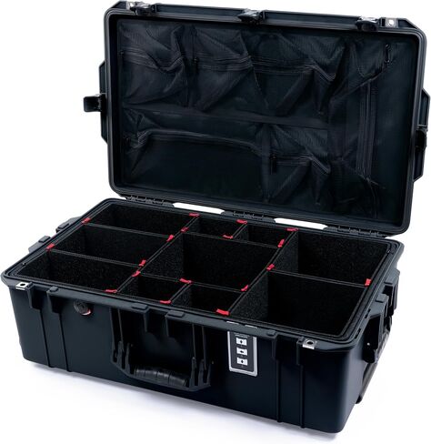 Pelican 1595 Case by ColorCase - Black - Large Sized Waterproof Case with TrekPak Divider System & Mesh Lid Organizer - Black Handles & Latches in Kuwait