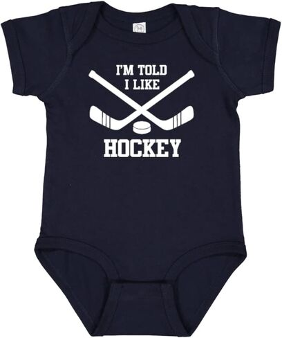 I'm Told I Like Hockey Silhouette Baby Bodysuit, Soft Short Sleeve Cotton Bodysuit, Newborn Baby Girl & Boy Gift in Kuwait