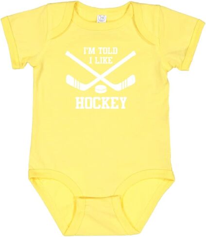 I'm Told I Like Hockey Silhouette Baby Bodysuit, Soft Short Sleeve Cotton Bodysuit, Newborn Baby Girl & Boy Gift in Kuwait