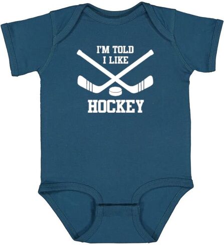 I'm Told I Like Hockey Silhouette Baby Bodysuit, Soft Short Sleeve Cotton Bodysuit, Newborn Baby Girl & Boy Gift in Kuwait