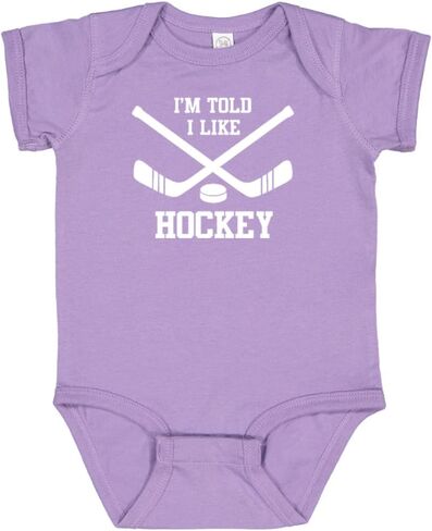 I'm Told I Like Hockey Silhouette Baby Bodysuit, Soft Short Sleeve Cotton Bodysuit, Newborn Baby Girl & Boy Gift in Kuwait