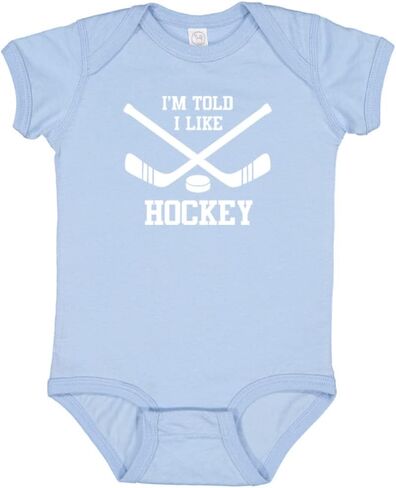 I'm Told I Like Hockey Silhouette Baby Bodysuit, Soft Short Sleeve Cotton Bodysuit, Newborn Baby Girl & Boy Gift in Kuwait