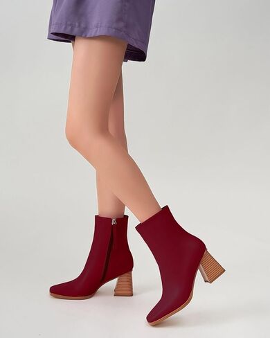 Zxhyzlz Womens High Heel Boots - Zip Up ، Teed Toe ، Booties Coleds in Kuwait