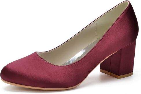 ADMLZQQ Women's Satin Classic Mid Heels Dress Pumps 2.36" Block Chunky Heel Round Toe Office Wedding Shoes in Saudi Arabia