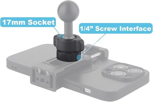 17mm Ball Mount Adapter, 17mm Ball Joint Socket to 1/4-20 Male Screw Adapter (2PCS) in Saudi Arabia